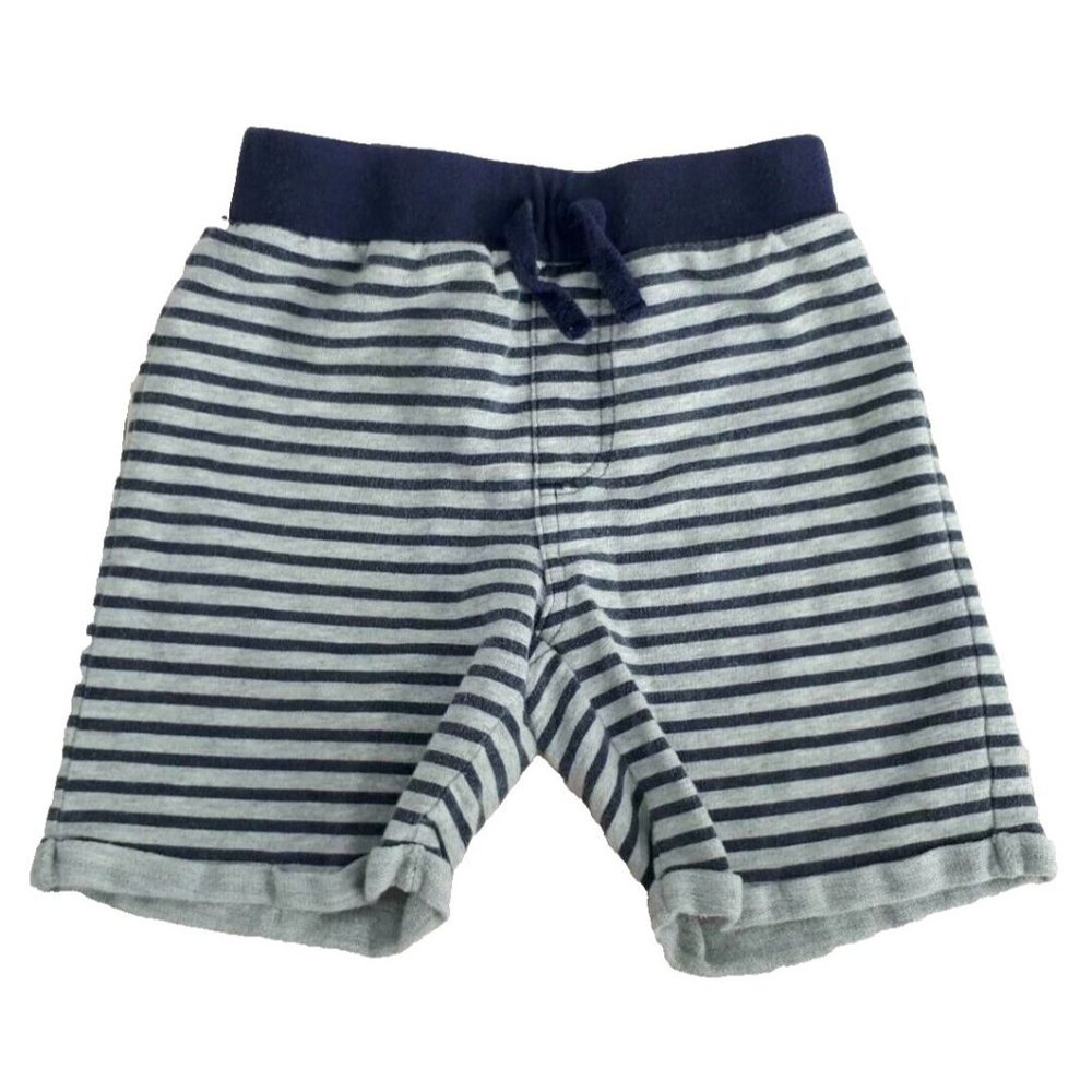 GUESS Boy's Toddler  Stripe Blue Grey Cotton Shorts, 24 months